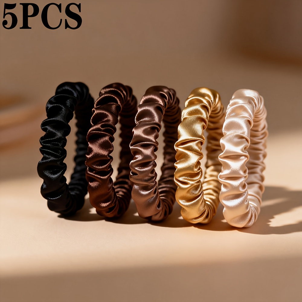 Image of 5pcs Per Pack. 5-color Small Hairband Set, Women's Curly Hair Accessory, Simple Fabric Hairband Hair Accessory For Women, Hair Accessory Accessory.
