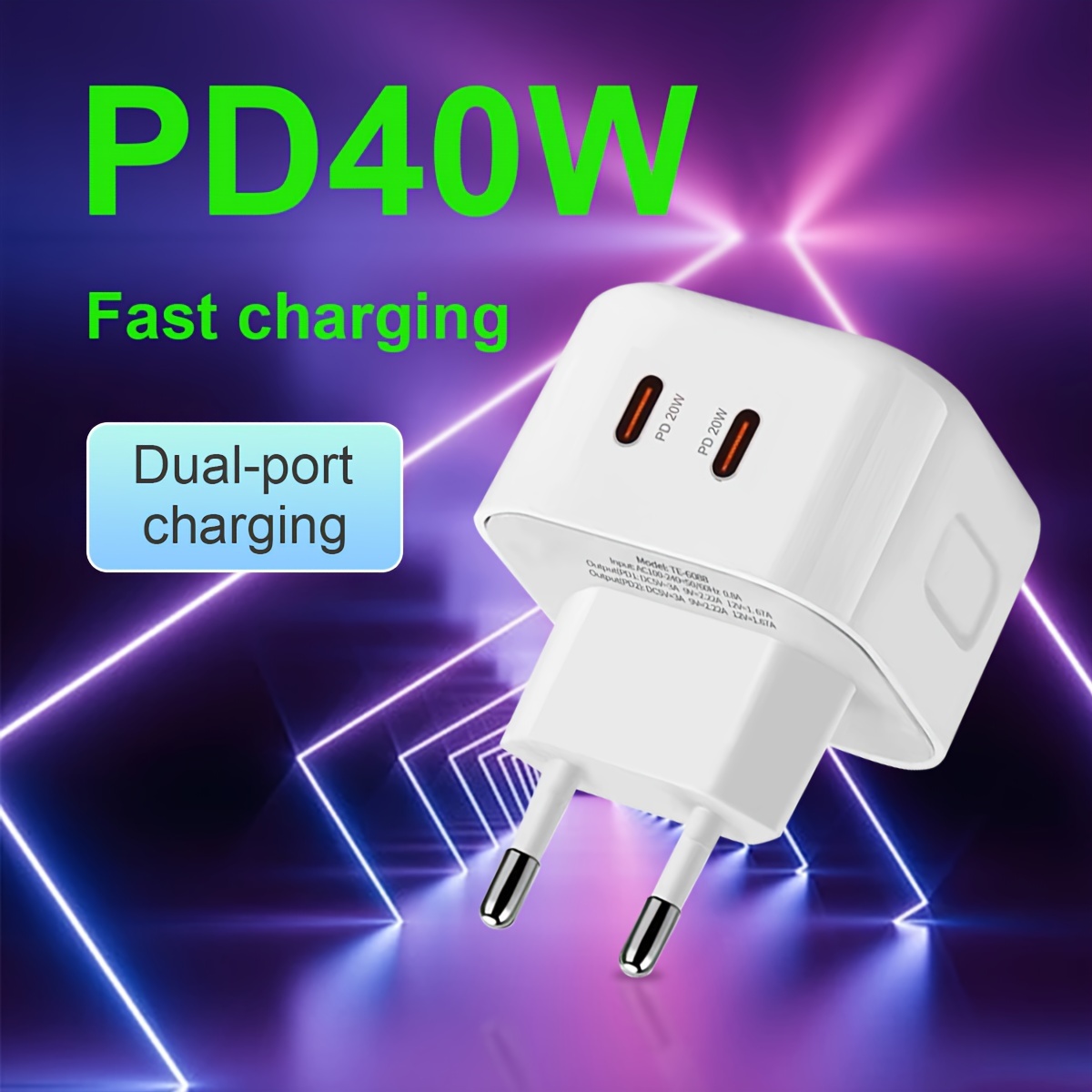 

For Iphone Fast Charger Plug Dual 20w Usb C Charger For Iphone15/14/13/12/11/x/8 Series/ipad Airpod/,type C Charger Power Adapter,total 40w
