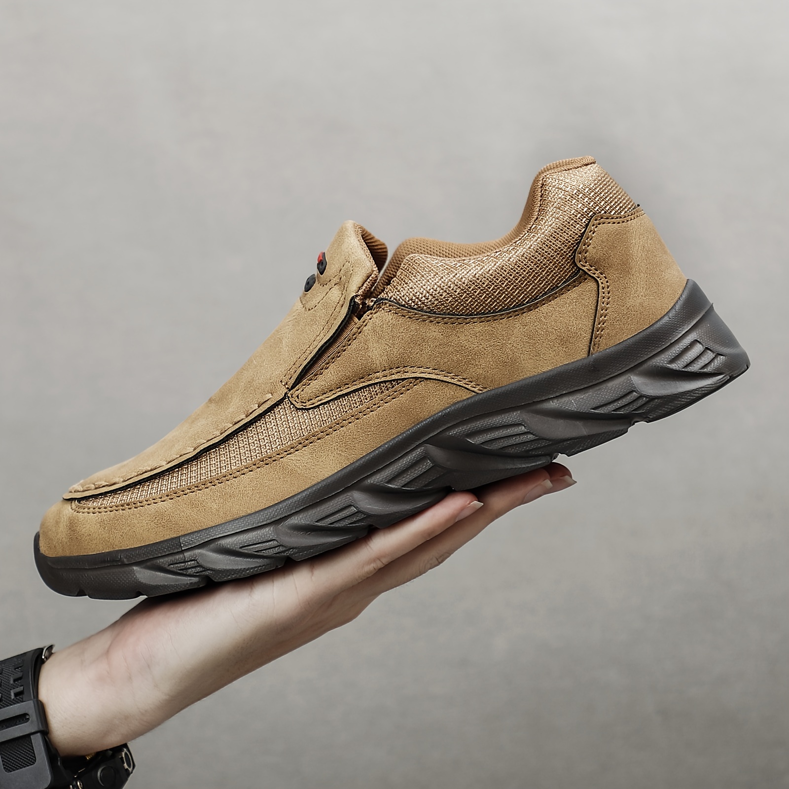 Zapatos Casuales Sin Cordones Para Hombre - Parte Superior De Cuero, Cremallera Lateral, Cómodos Para Caminar Y Uso Diario