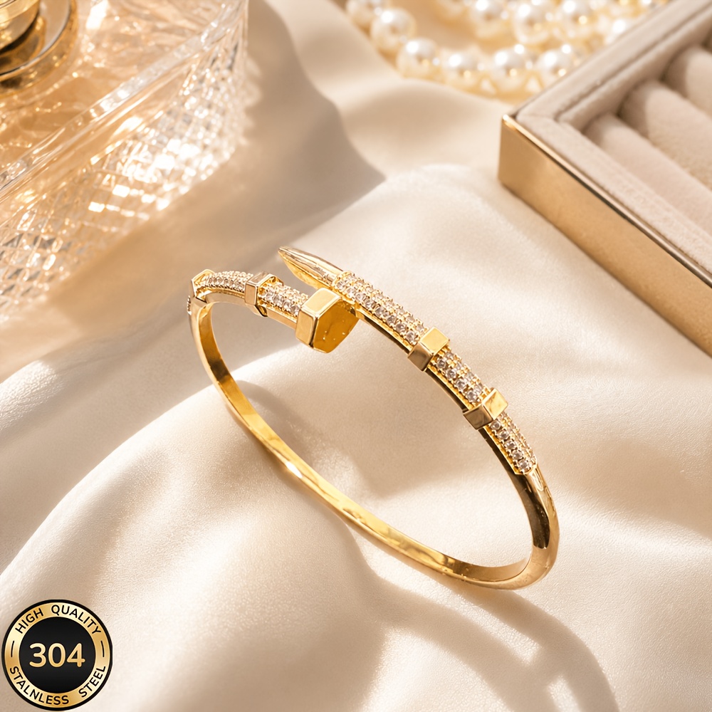 TEMU 18k Gold-plated 304 Stainless Steel Fashionable And , Exquisitely Small And Delicate, Elegant And Cute, Luxurious And Versatile. Perfect For
