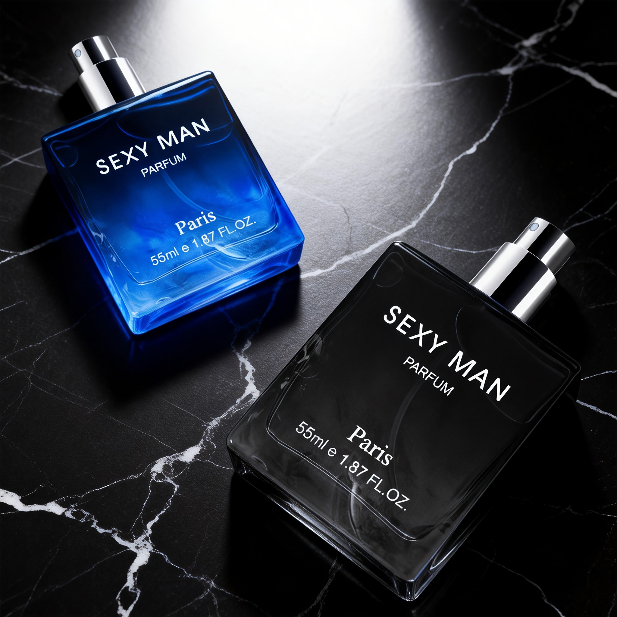 3 Options 2-pack Perfume Set (2 X 55ml/1.8oz) | Black/blue Gradient Bottles | & Leather Scent | Perfect For Housewarming And Personal Use
