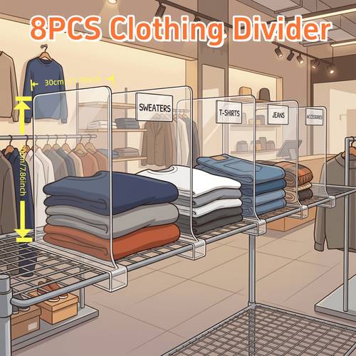 8pcs clear acrylic shelf dividers sweater shirts handbags in bedroom and kitchen shelf dividers for closet organization locker shelf organizer space saving adjustable shelf organizers storage shelves