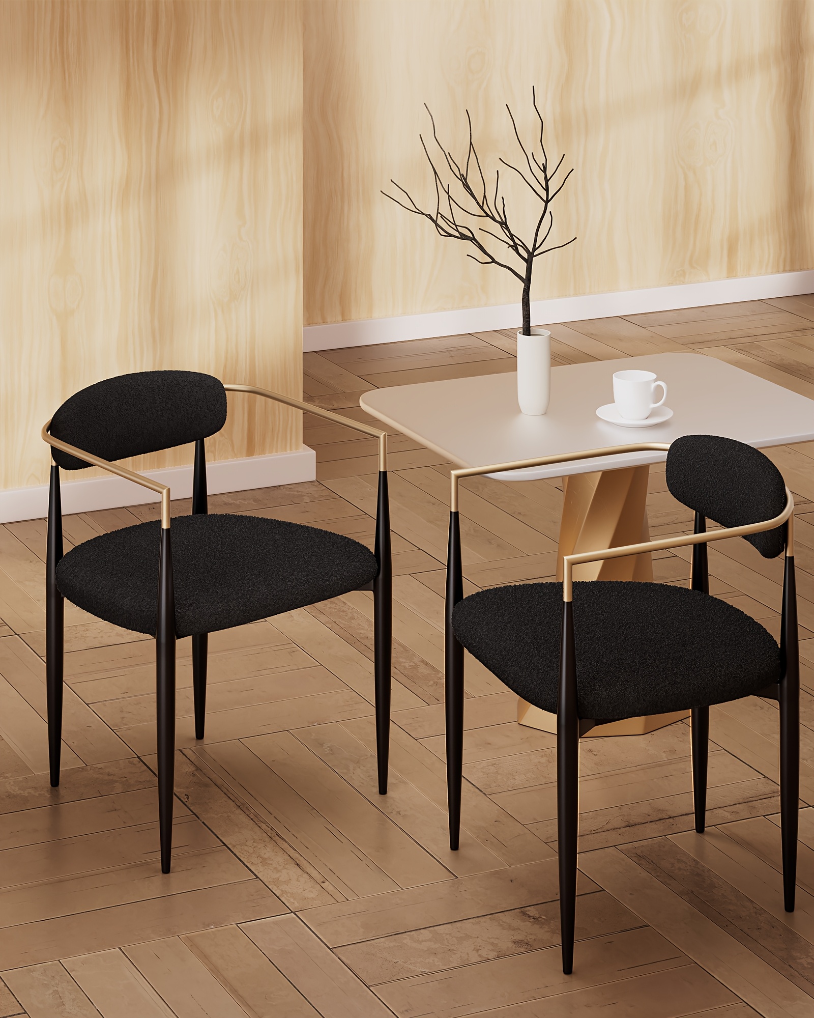 dining chairs boucle armchair set of 2 for kitchen reception room living room bedroom restaurant caf Product details 3