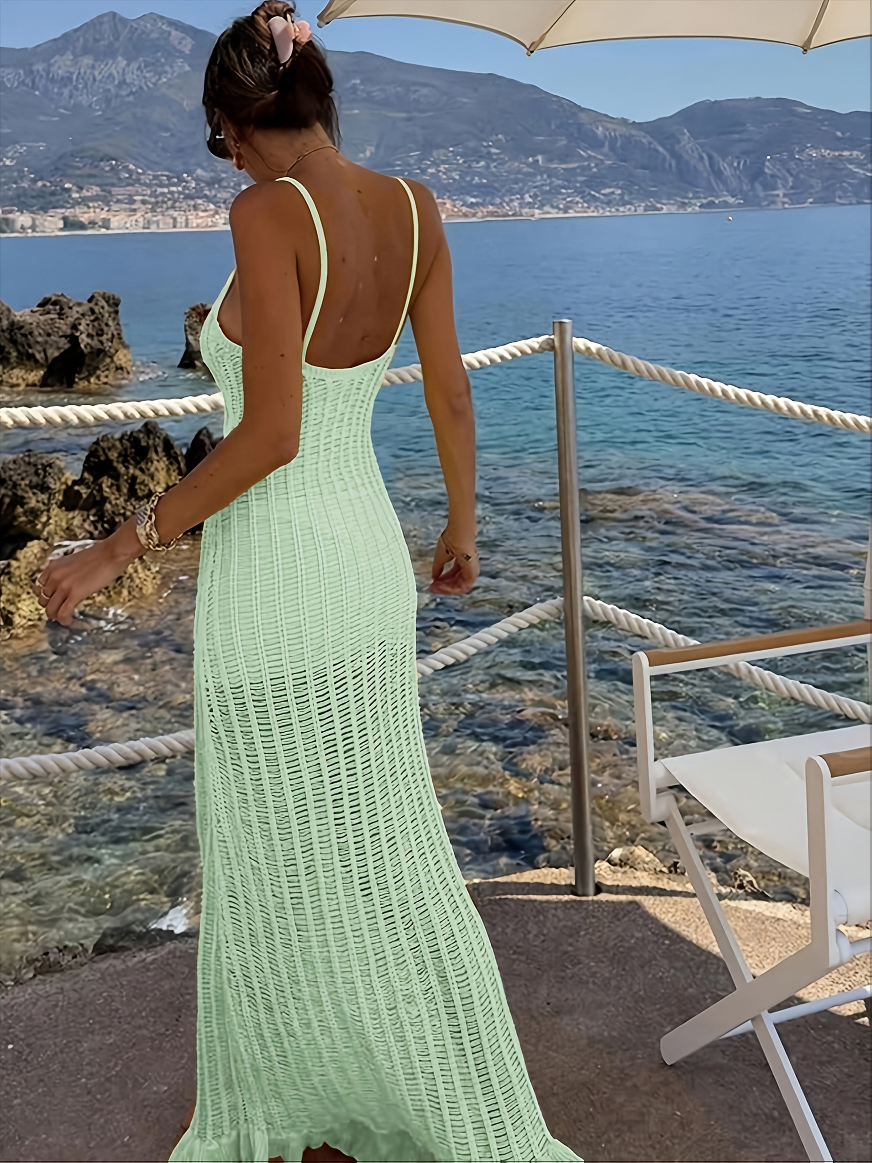 womens lightweight stretchy beach cover dress semi sheer Temu