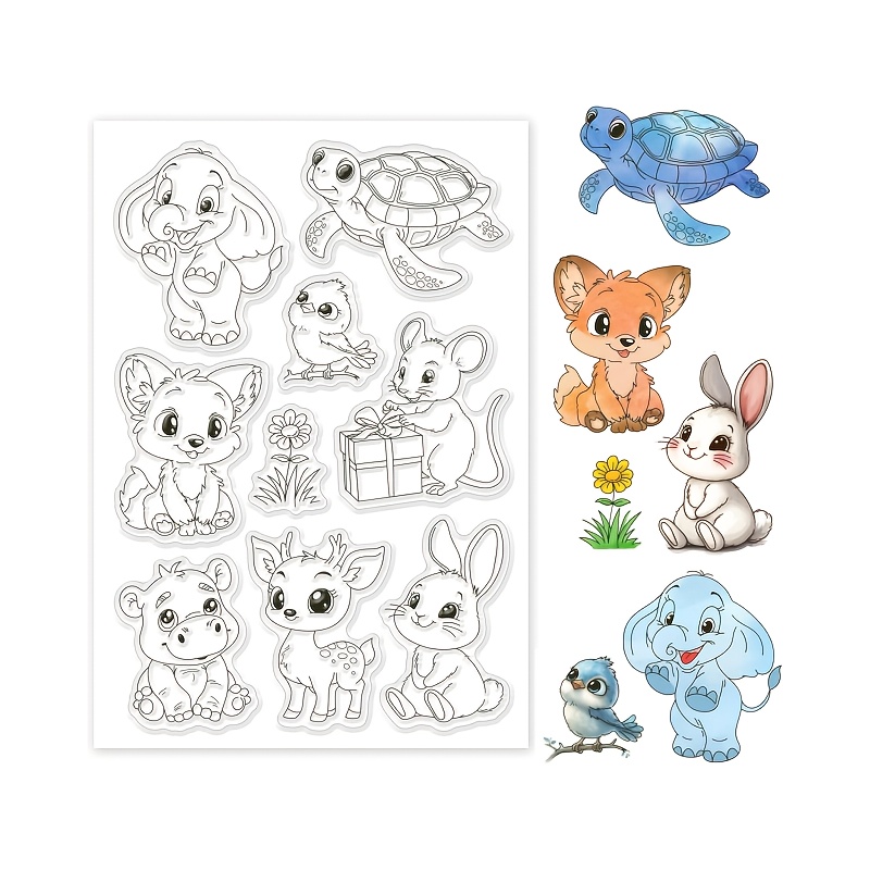 

1pc Tampon Transparent Animaux Mignons Lapin Éléphant Tortue Oiseau en Silicone Fleur Cadeau pour Scrapbooking DIY Fabrication de Cartes Album Photo Journal