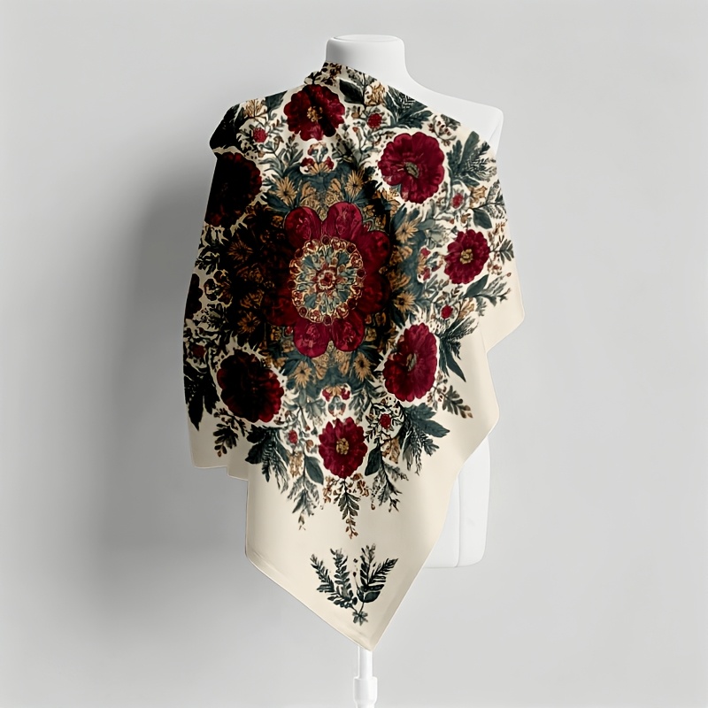 TEMU 1pc Outdoor Multi-functional Headwear Vintage Floral Pattern Headscarf, For Daily Wear/commuting/casual Gatherings, Travel/music Festivals,
