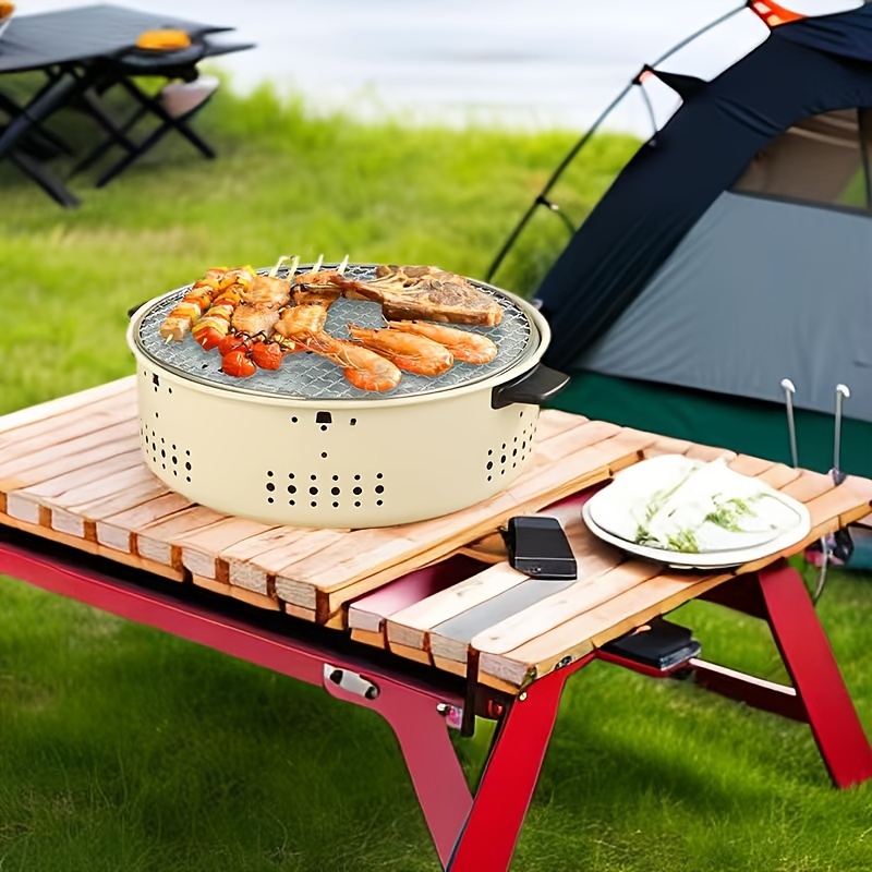 1pc charcoal bbq grill multifunctional mini smokeless barbecue rack outdoor camping round charcoal bbq pit set for family gathering and bbq party kitchen bbq accessories grill accessories