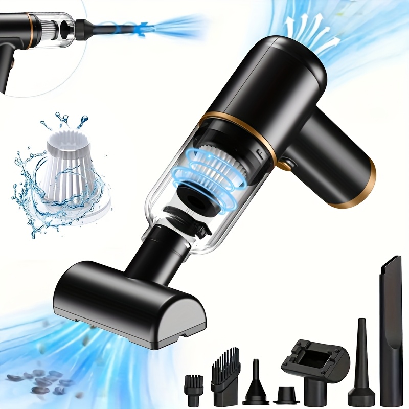 E-shop 4-in-1 Kabelloser Auto-Staubsauger, Faltbarer Handstaubsauger mit 2 Filtern, Saug-, -, Lade- Pumpfunktion, USB-Aufladbar, mit Düsen Zubehör,