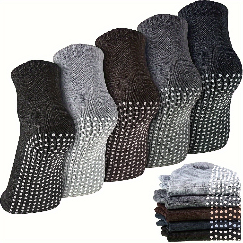 

5 Pairs Of Unisex Grip Socks Anti Skid Slipper Barre Socks Sticky Socks For Yoga Pilates Barre Home Workout Sports