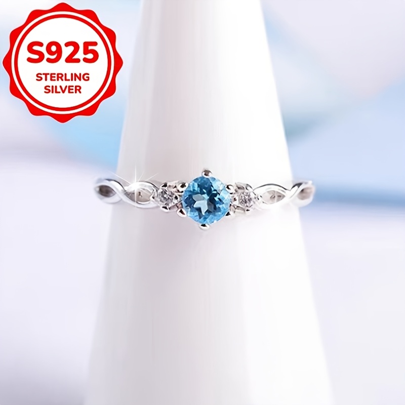 Women's Exquisite Micro-Pave Blue Synthetic Zirconite Adjustable Ring