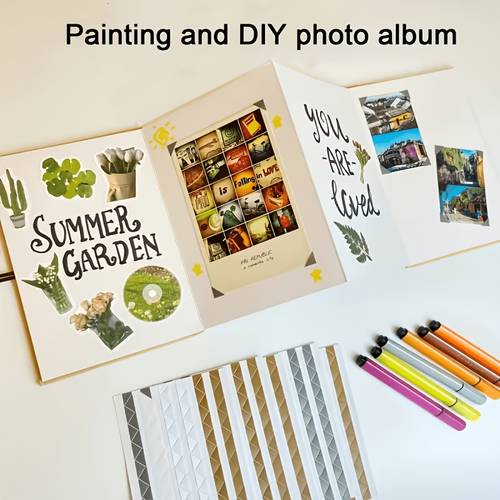 2books foldable organ painting photo albums retro commemorative books suitable for photography anniversary collection graduation ceremony wedding image storage christmas and valentines day gifts