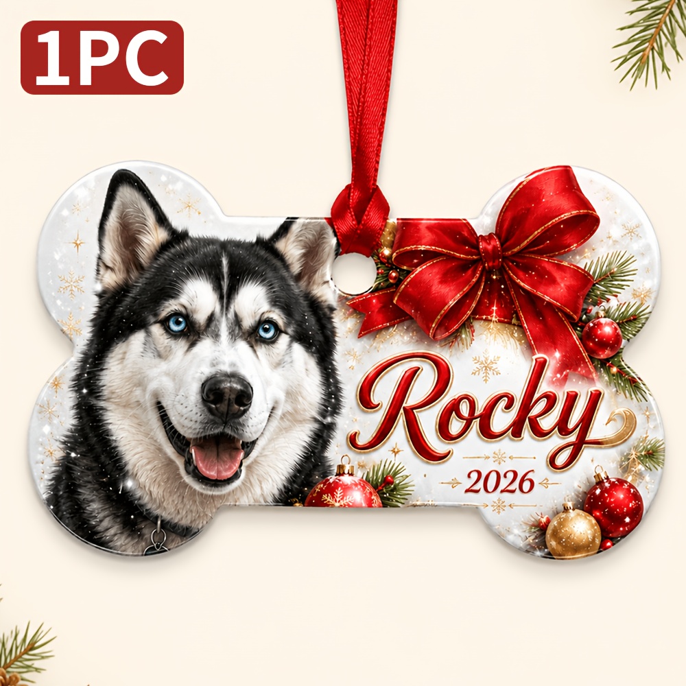 TEMU [picture Customization] 1pc Personalized Custom Pet Photo Christmas Ornament, Flat Shaped Decorative Plate, Christmas Tree Decoration Plate Home