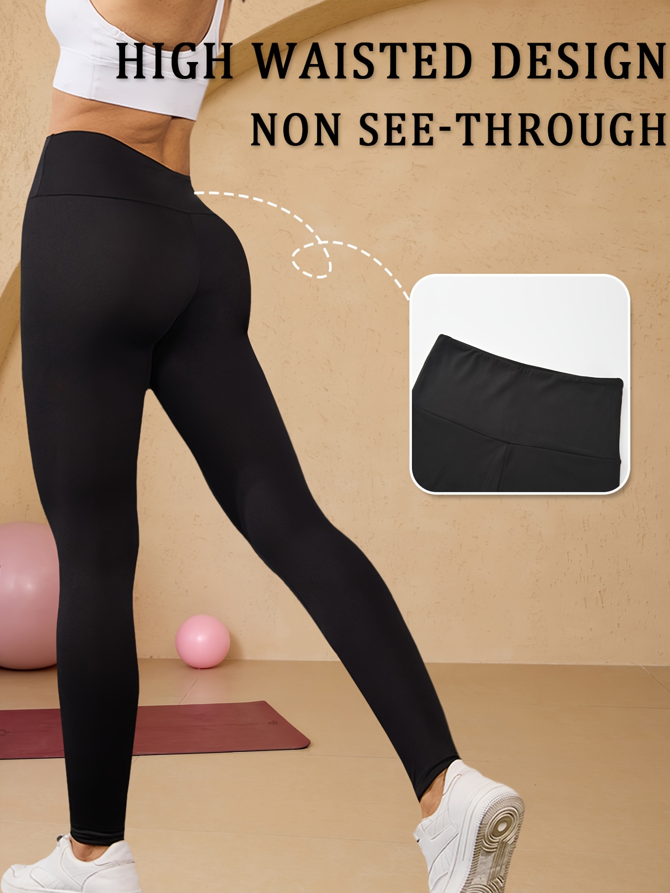 MEDIA LUNA Pet Hair Resistant Workout Leggings For Women Tummy Control High Waisted Leggings Soft No See-Through Pants, Black, Small/Medium