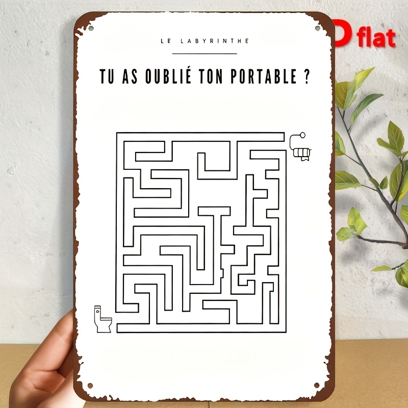 TEMU Panneau Mural Plat Métallique 2D | Française de Règles de Salle de Bain "Tu As Tue Ton Porte" Décor de Toilette Humoristique, Décoration Murale