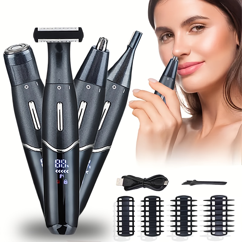 Body shaver, 4-in-1 electric hair remover, suitable for both men and women, multifunctional body and face shaver for women, trimmer for Men's private parts, armpits and legs, a holiday gift for her