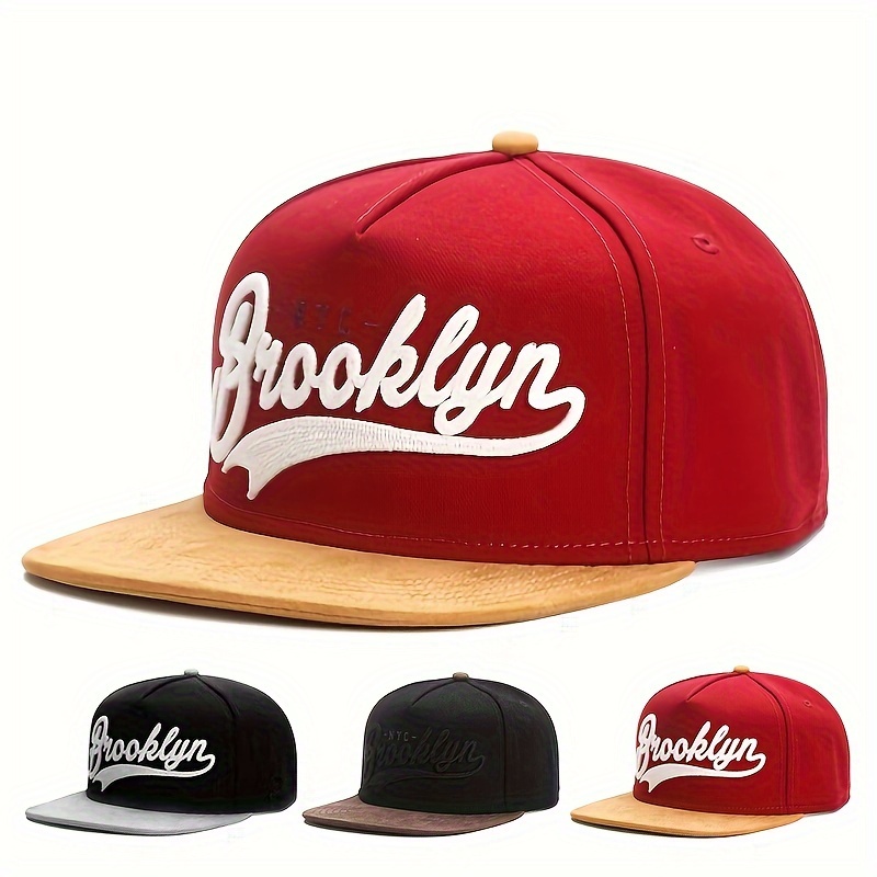 

Brooklyn Flat Brim Baseball Cap, Adjustable Snapback Hat, Women's Hip Hop Hat, Sun Protection Casual Headwear For Spring/autumn Travel, Beach & Party