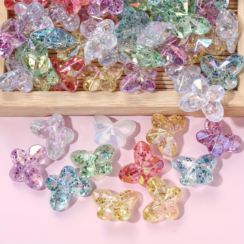 30pcs Clear Butterfly Beads for Jewelry Making & Crafts