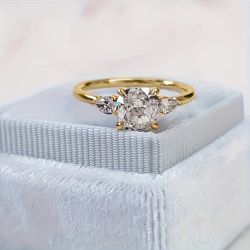 Synthetic Zirconia Engagement Ring 4-prong Setting With Elegant And Stylish Featuring A Lady's Perfect For Engagement Parties, Jewelry For Valentine's Day, And As A High-end Gift To Express Love Available In Multiple Colors