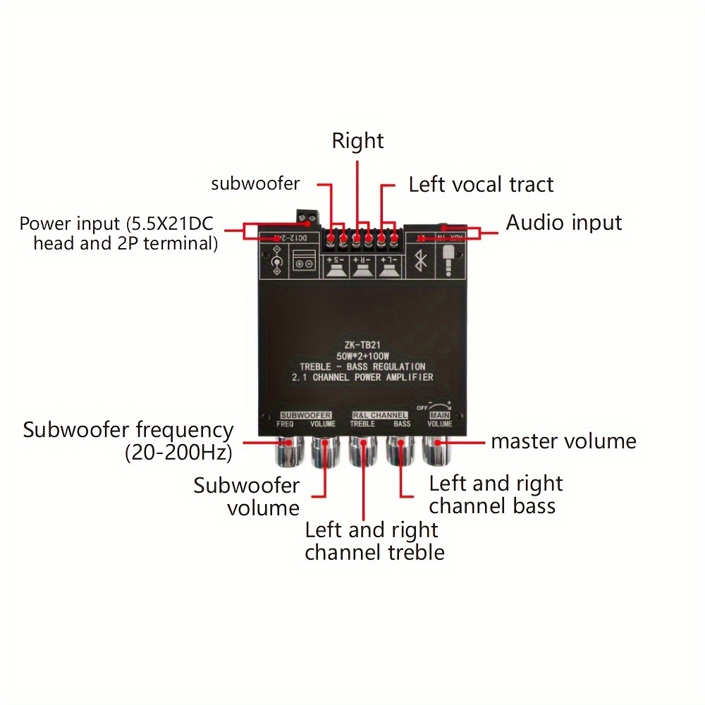 2 1 channel wireless 5 0 digital amplifier module hifi sound - Temu