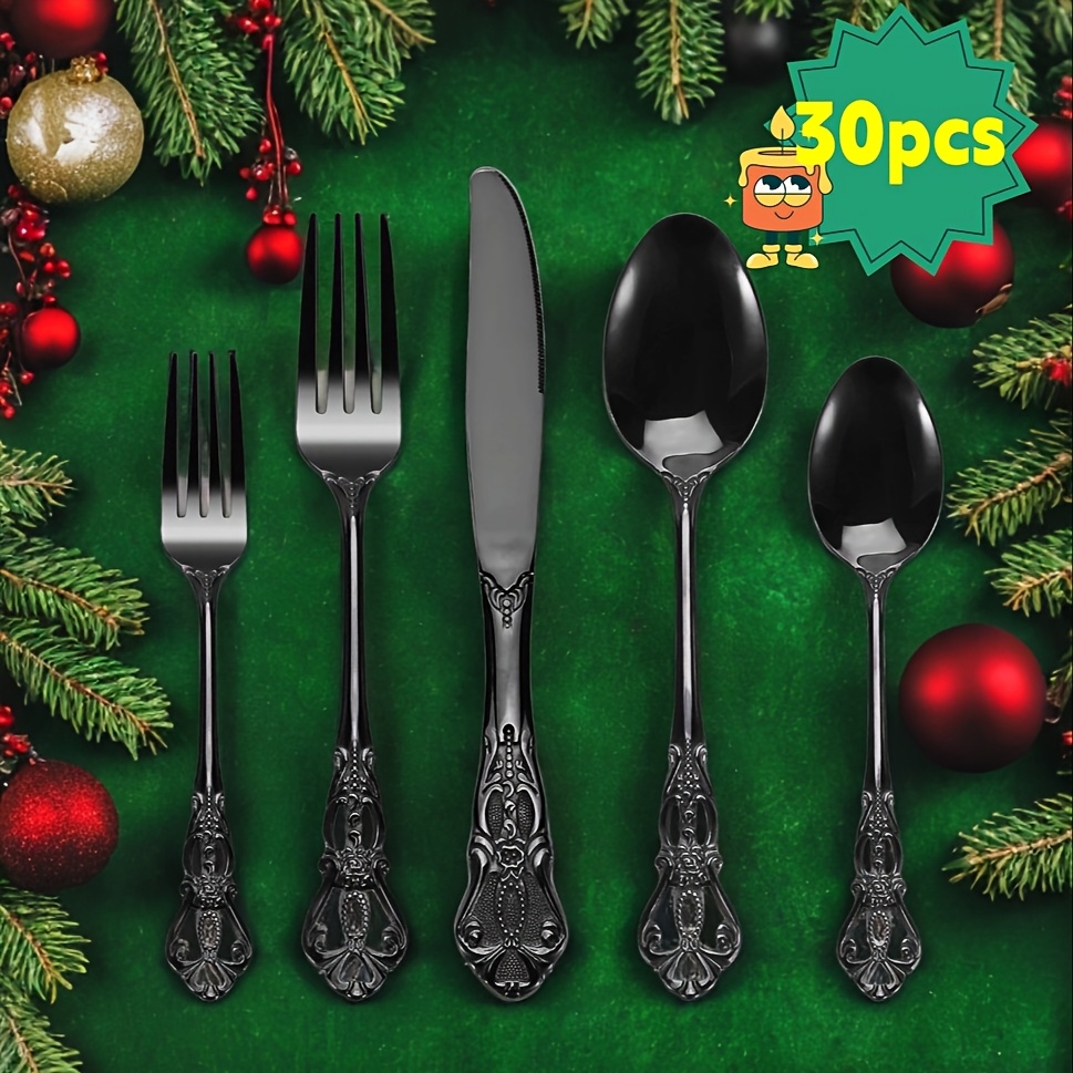 

Collection Dinnerware Set Of 30, Serves Six, Dishwasher Safe, Reusable, Black