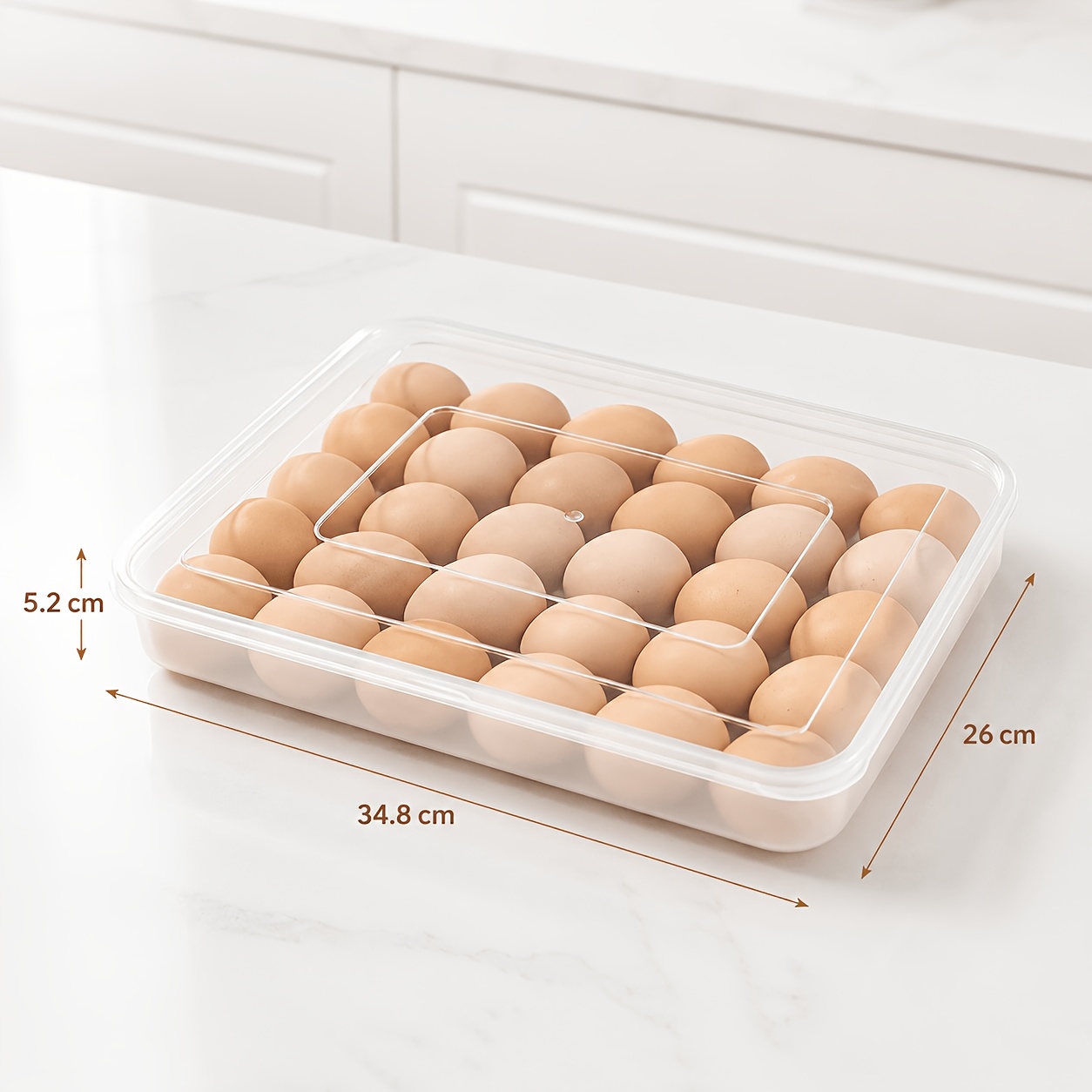 TEMU 1-pack 24/30-egg Storage Container With Lid, Stackable Large Capacity Refrigerator Egg Organizer, Space-saving Kitchen Storage Box For