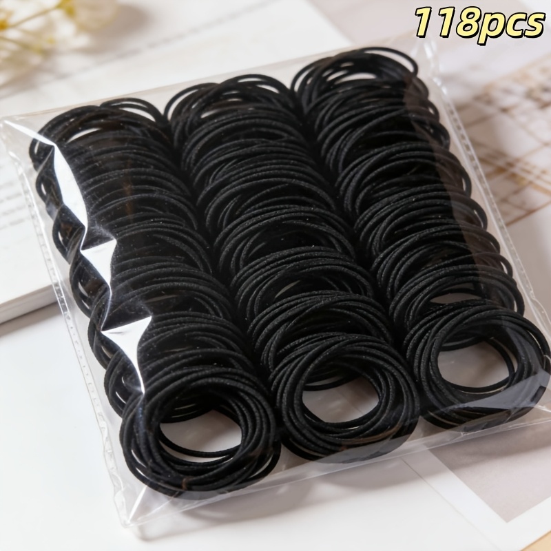 Approximately 18/33/58/78/118pcs Of Classic Thin Black Hair Ties, Versatile Hair Additions For Tying Hair