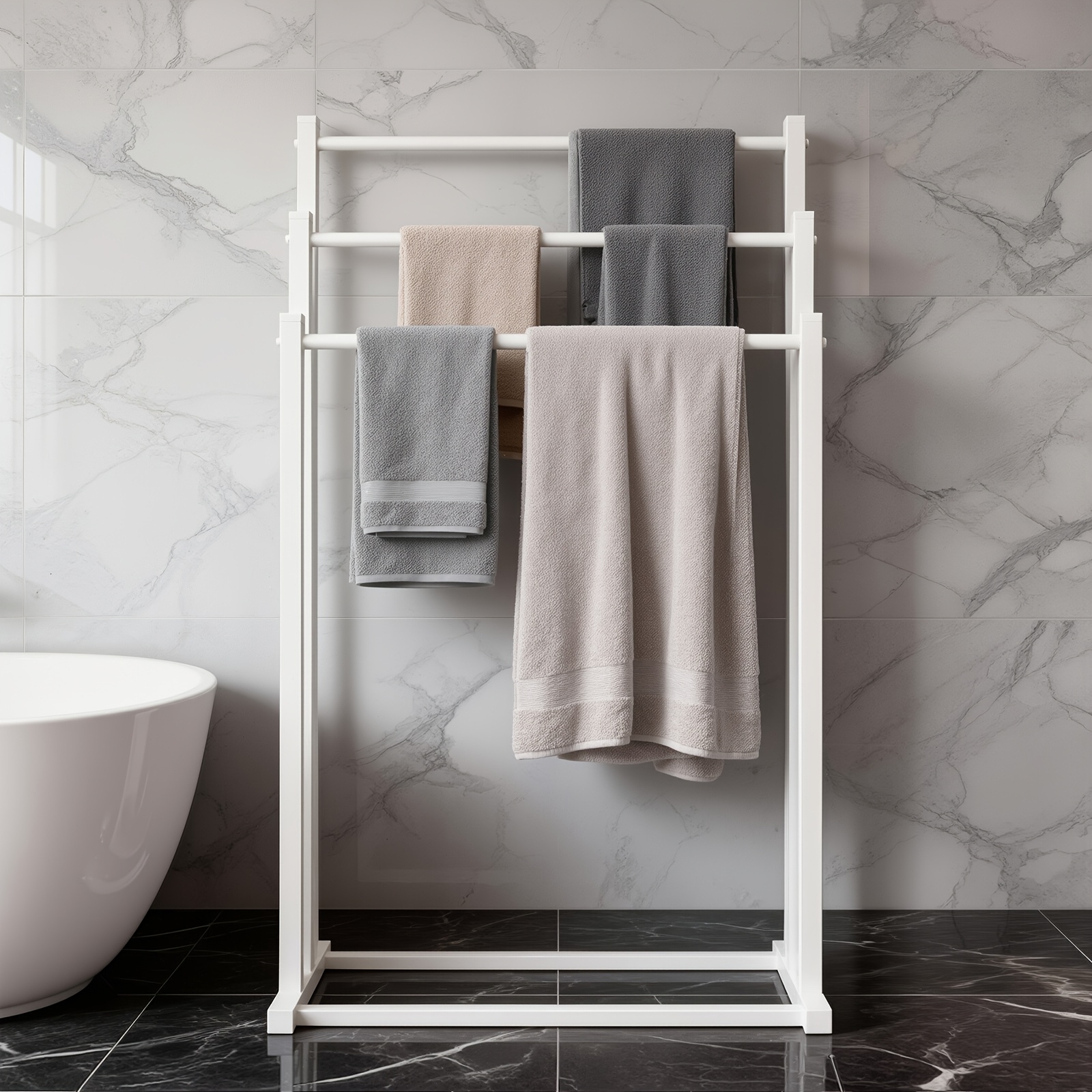3-layer Free Standing Towel Rack, Blanket Rack, Metal Frame Structure Is Stable, Space- And Versatile, Towel Stand Is Suitable For Bedroom/bathroom, Ideal Gift For Halloween/christmas, Towel Racks