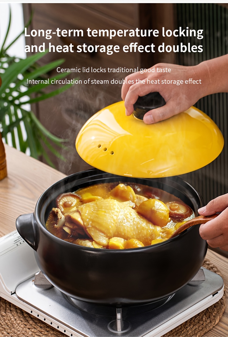 xin   traditional ceramic casserole pot 1pc high temperature resistant with lid non   to clean suitable for gas stove and electric clay cooker ideal for home and restaurant use   cookware for soups and   details 5