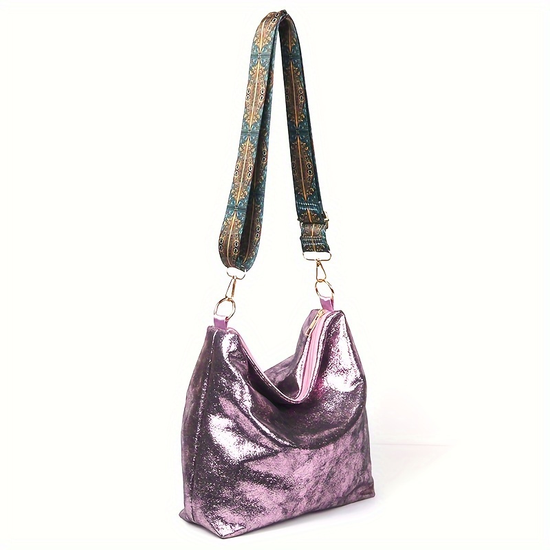 Women' Shoulder Bag With Adjustable & Detachable Strap - Zipper Closure Casual Purse Suitable For Parties,, Everyday - Bag With Flash Accent