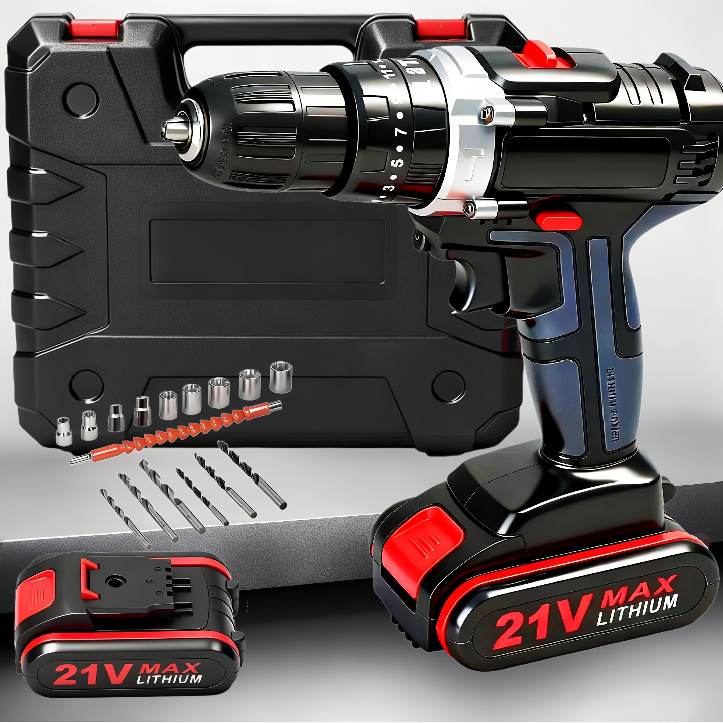 21V Multifunctionele Handboor met Schroevendraaierset, 3-in-1 Elektrische Schroevendraaier,