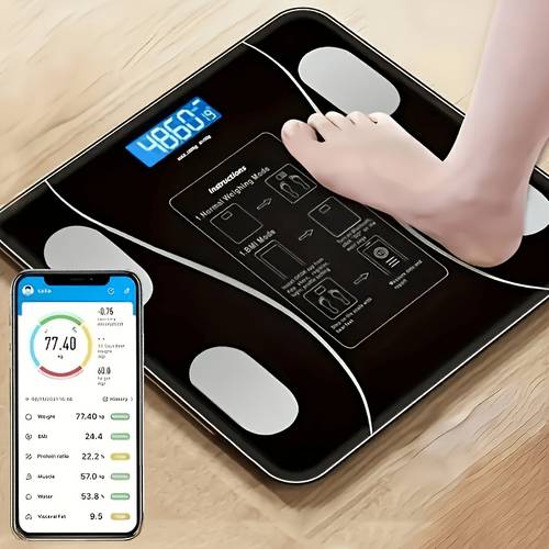 smart bathroom scale digital weight scale body fat scale with backlit led display and sturdy tempered glass compact size weighing up to 400 180 25 measurement options