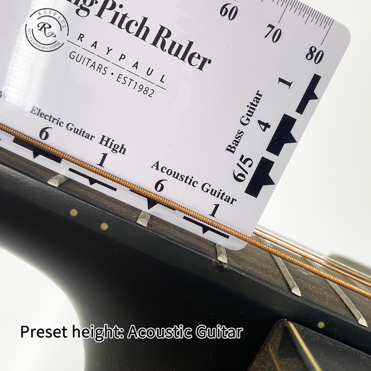 RP Acoustic Guitar String Spacing Measuring Ruler - Precision ABS Tool for Electric, Classical, Bass & Acoustic Guitars - 80mm Scale with Preset Chord Distances for Optimal Setup, Classical Guitar Strings