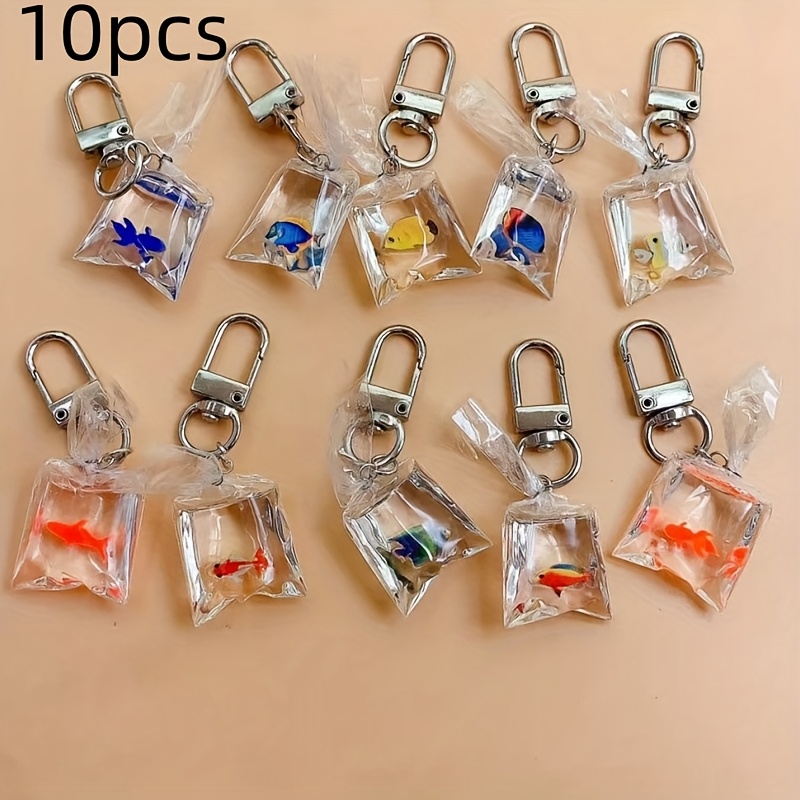 

10pcs Keychain - Resin Simulation Aquatic Charm Pendant, Suitable For Bags And Backpacks