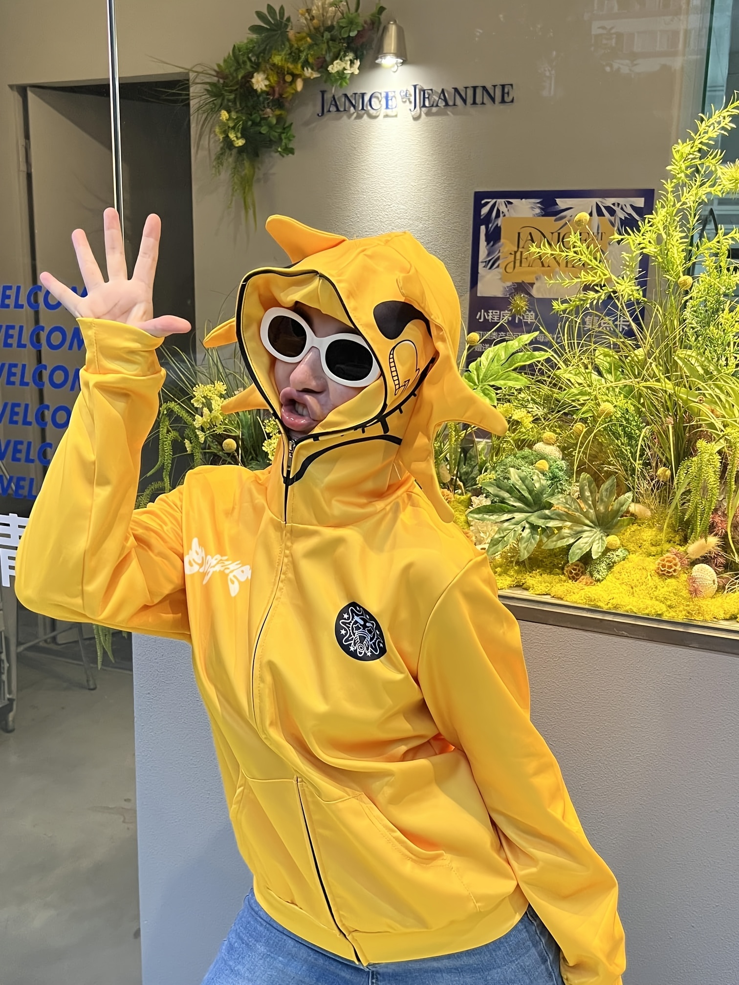 Y2k Womens Mens Full Zip Designer Hoodies Face Covering Gothic Harajuku  Puff Sleeves Graphic Print Oversized Clothing Black Jacket Eas