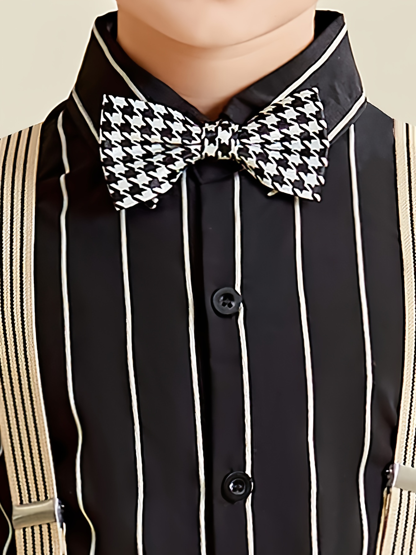 boys long sleeve shirt flower boy outfit suspenders - Temu