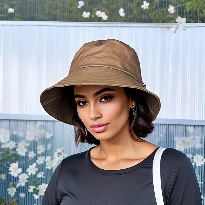 

Unisex Sun Protection Bucket Hat, Breathable Cotton Basin Hat, Outdoor Summer Casual Fisherman Hat With Adjustable Drawstring For Men & Women - Versatile Travel Beach Cap