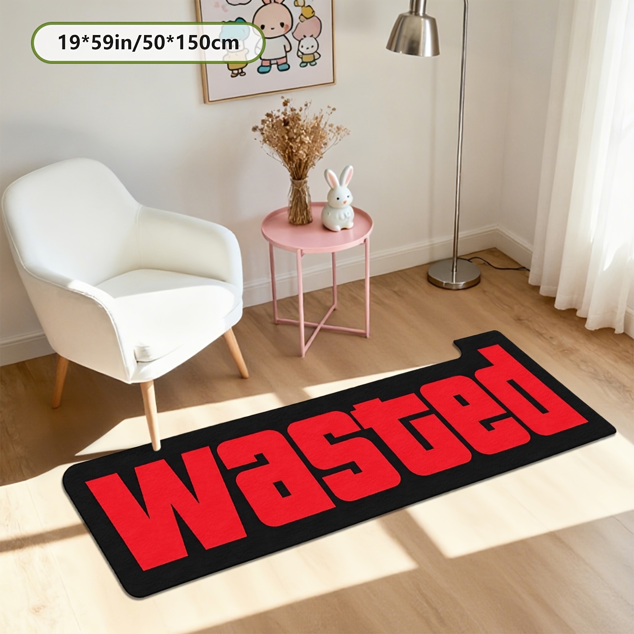 TEMU Soft Plush   Dotted Plastic Backing, Irregularly Shaped Rug With A Background Featuring "" And A Trendy, Pattern. This Adorable And Romantic