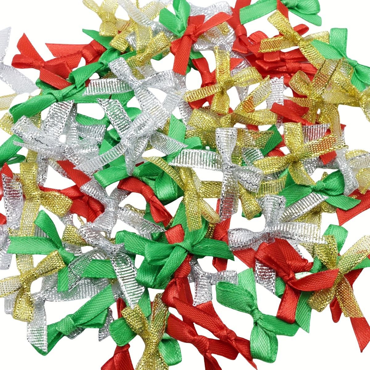 

100pcs Mini Christmas Bowknots - Assorted Colors, Polyester, Featherless - Gift Wrapping & Holiday Decorations, Mini, Christmas, Bow, Accessories, Gift Box