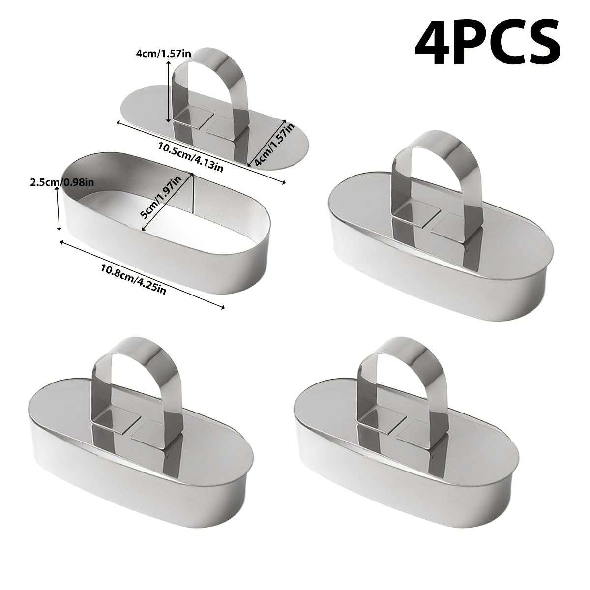 1pc/4pcs Stainless Steel Mousse Egg Cake Mold With Push Plate Mousse Ring Cookie Mold Baking Tool, Christmas Valentine's Day Dessert Baking Tool