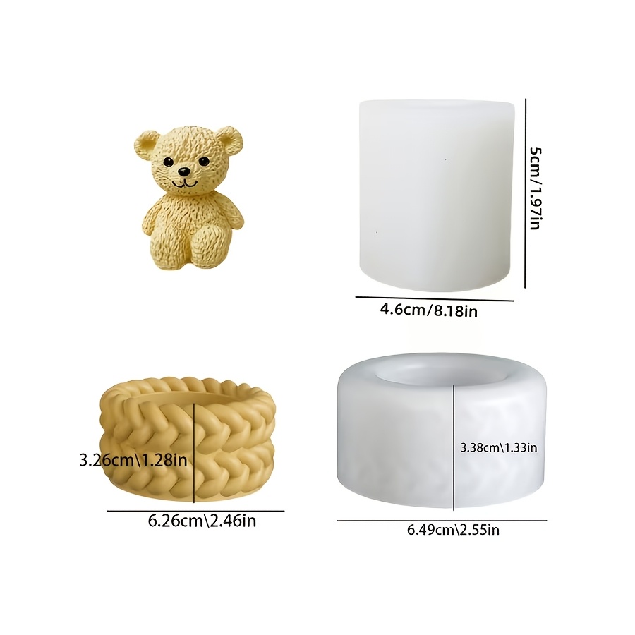TEMU Molde de silicona de arcilla, 2 piezas de oso y de pie y moldes decorativos de de cuerda de cáñamo de dos capas, adecuado para hacer velas de