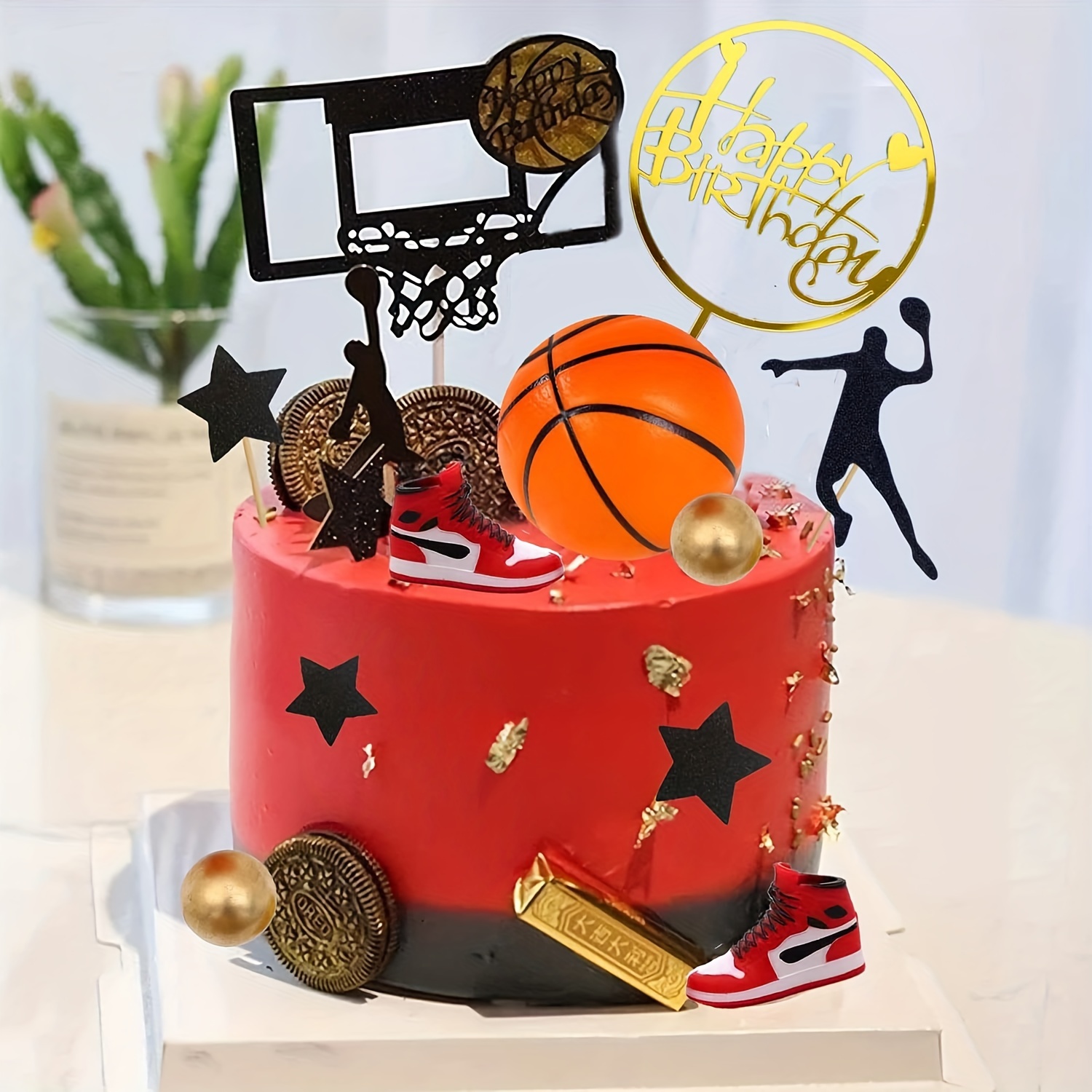 

Basketball Theme Cake Topper Set For Boys & Men Birthday Party – Universal Pvc Cake Decoration Kit With Basketball, Hoop & For Sports Fans – Decor For Celebrations