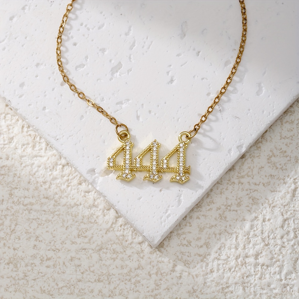 TEMU 1pc 123456789 Number Necklace - Solid Copper Pendant (golden/silvery) With Adjustable Stainless Steel Chain, Trendy Sparkling Jewelry Gift For