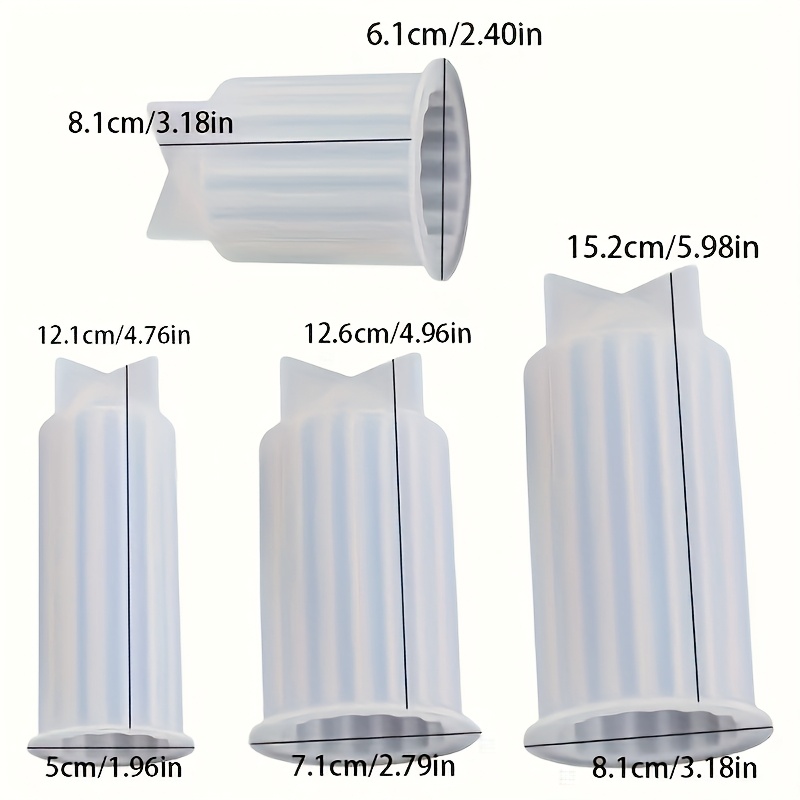 4pcs Candle Resin Casting Molds Mixed Geometric Shapes Striped Design Silicone Candle Molds Kit, Resin Casting Candle Decor, Suitable For Candle Making, Soap Craft, Home Decoration Gifts