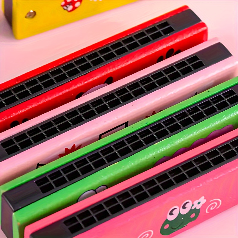 Pack of 1 Wooden Harmonica Toy for Kids, 16-Hole Musical Instrument, Educational Party Favor, Beginner'S Easter Gift, Random Color