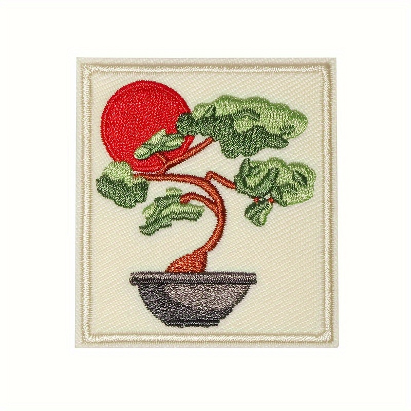 1pc Iron-on Patch, Tree Badge, Diy Embroidery, Embroidered Applique, Traditional Decorative Patch