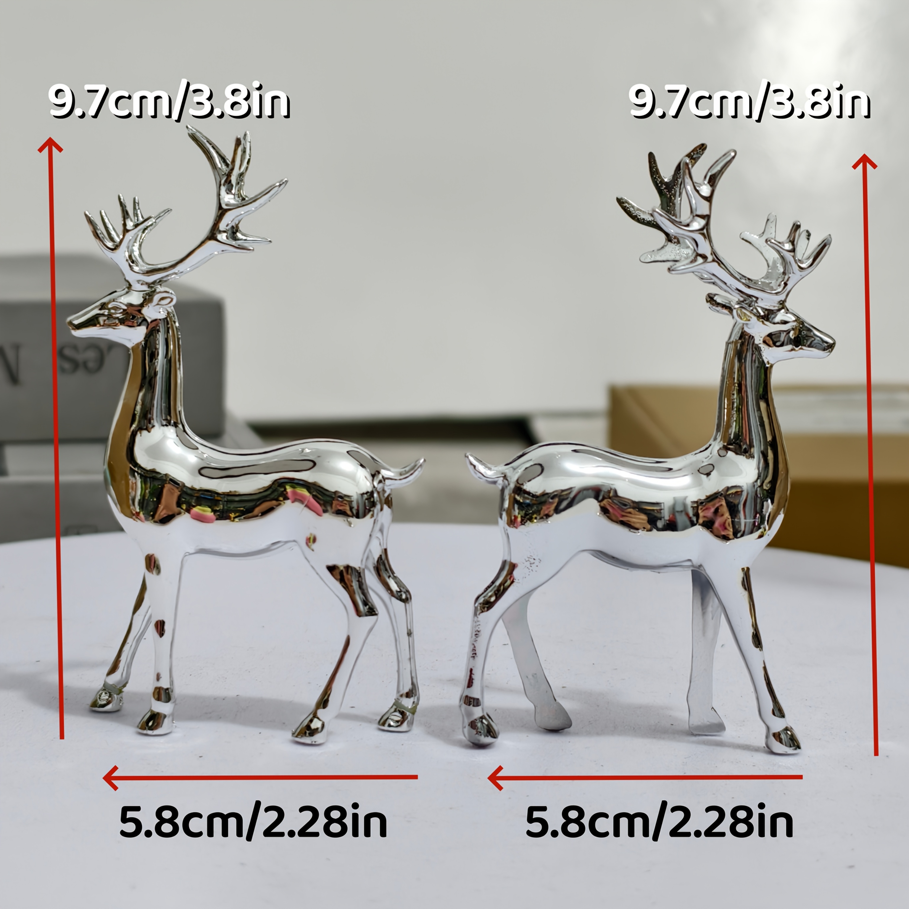 TEMU Nordischer Stil „Silberne Nebel-Hirschsprache“ versilbertes Rentier-Heimdekorations-Ornament, ein leicht luxuriöses Geschenk zur Einweihung, für