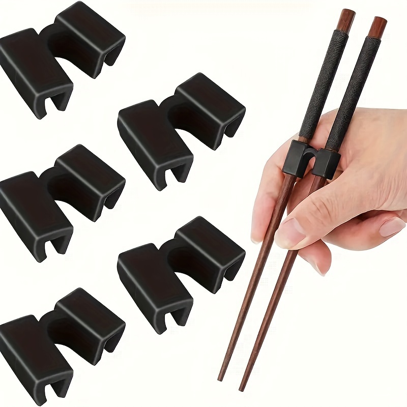 

5pcs Reusable Chopstick Helper Set - Plastic Training Chopstick Hinges For Adults, Beginners, Trainers, And Learners - Easy-to-use Chopstick Rests & Holders