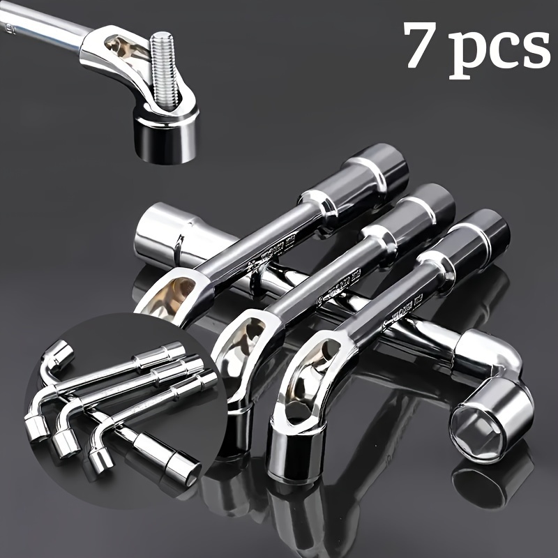 

7pcs L-shaped Socket Wrench-automatic Repair Tool With Hexagonal Socket-machinist's Hand Tools-ferroalloy Body, Metal Tool Mirror Punch Wrench L-shaped Elbow Socket Wrench Milling Guide