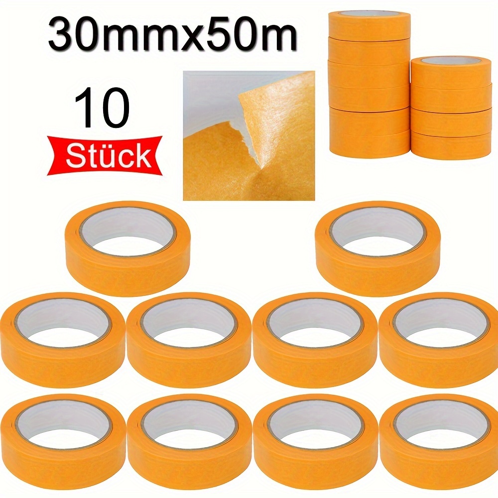 

10pcs Of 30mm X 50mm Yellow Paper Tape, Masking Paper Tape, Painting Tape Suitable For Spray Painting, Masking Paper Tape, Labels, Packaging, Handicrafts, Art, Decoration, Office And Other . Used