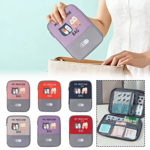una bolsa de viaje vacía para medicamentos con diseño de cremallera y estampado de cápsulas mi bolsa de medicamentos, bolsa de almacenamiento de medicamentos vacía con compartimentos , y un paquete médico vacío portátil para hombres y mujeres. regalos para y ancianos y las fiestas.